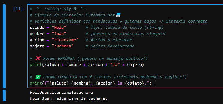 Ejemplo de sintaxis en Jupyter Notebook