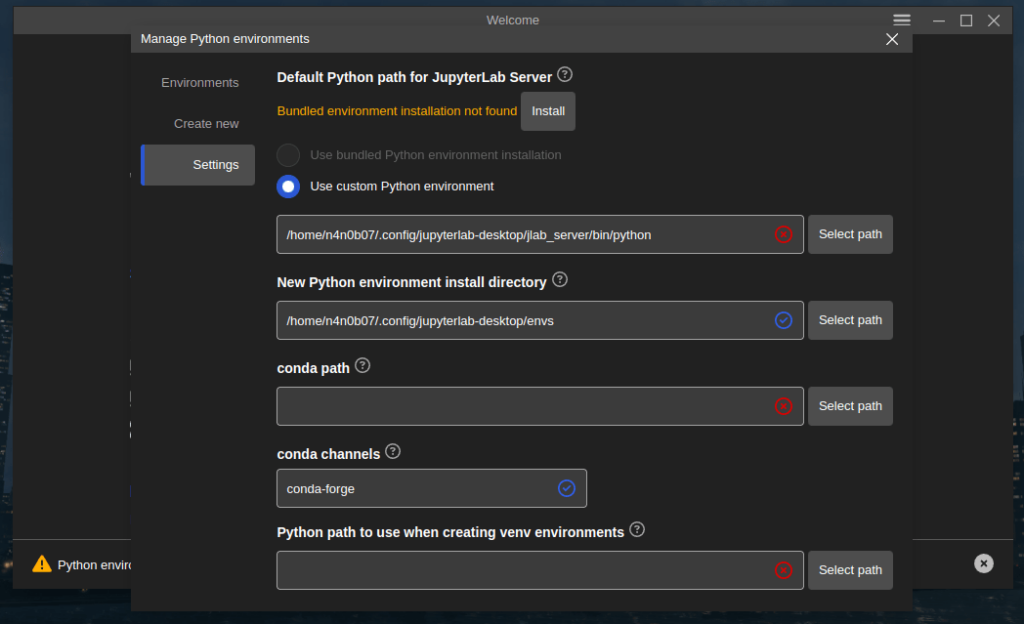 sintaxis en jupyter 2 seleccionar interprete