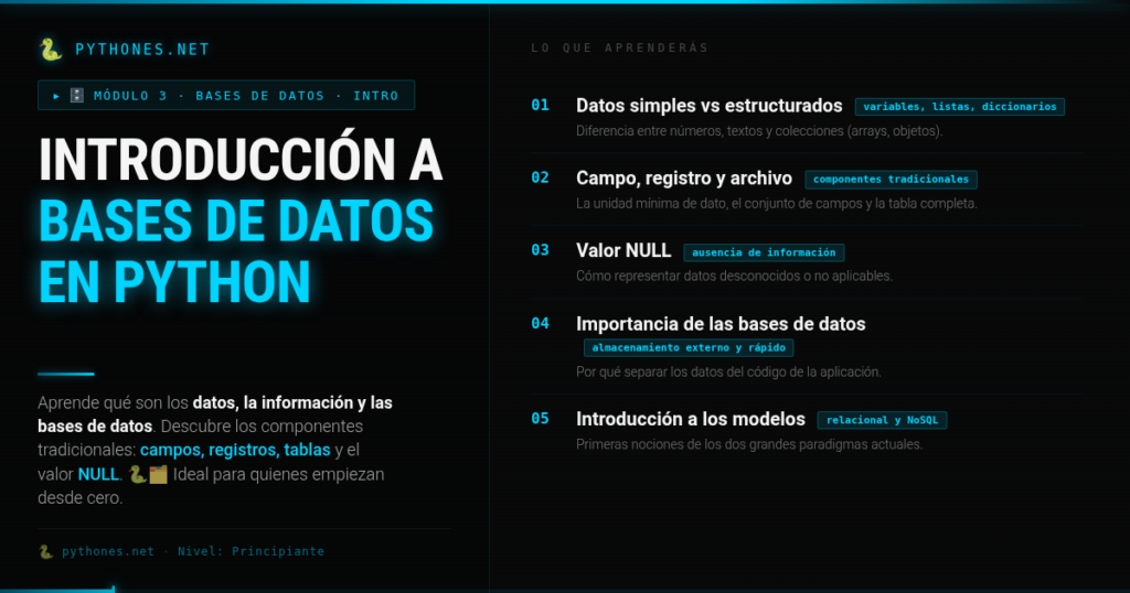 Bases de Datos en Python - Introducción - PROGRAMACIÓN EN PYTHON