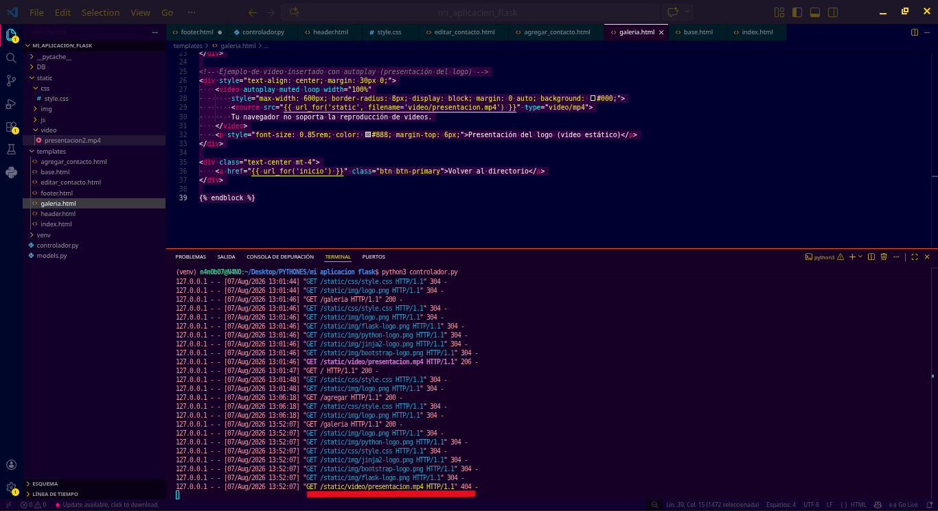 Captura de terminal visual studio code ejemplo de error