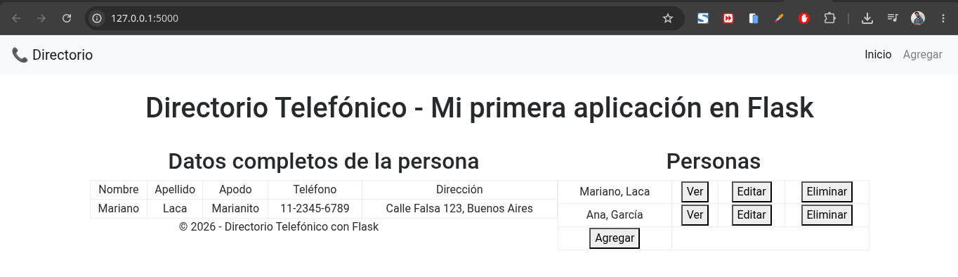 Captura de nuestra app con bootsrap + jinja2