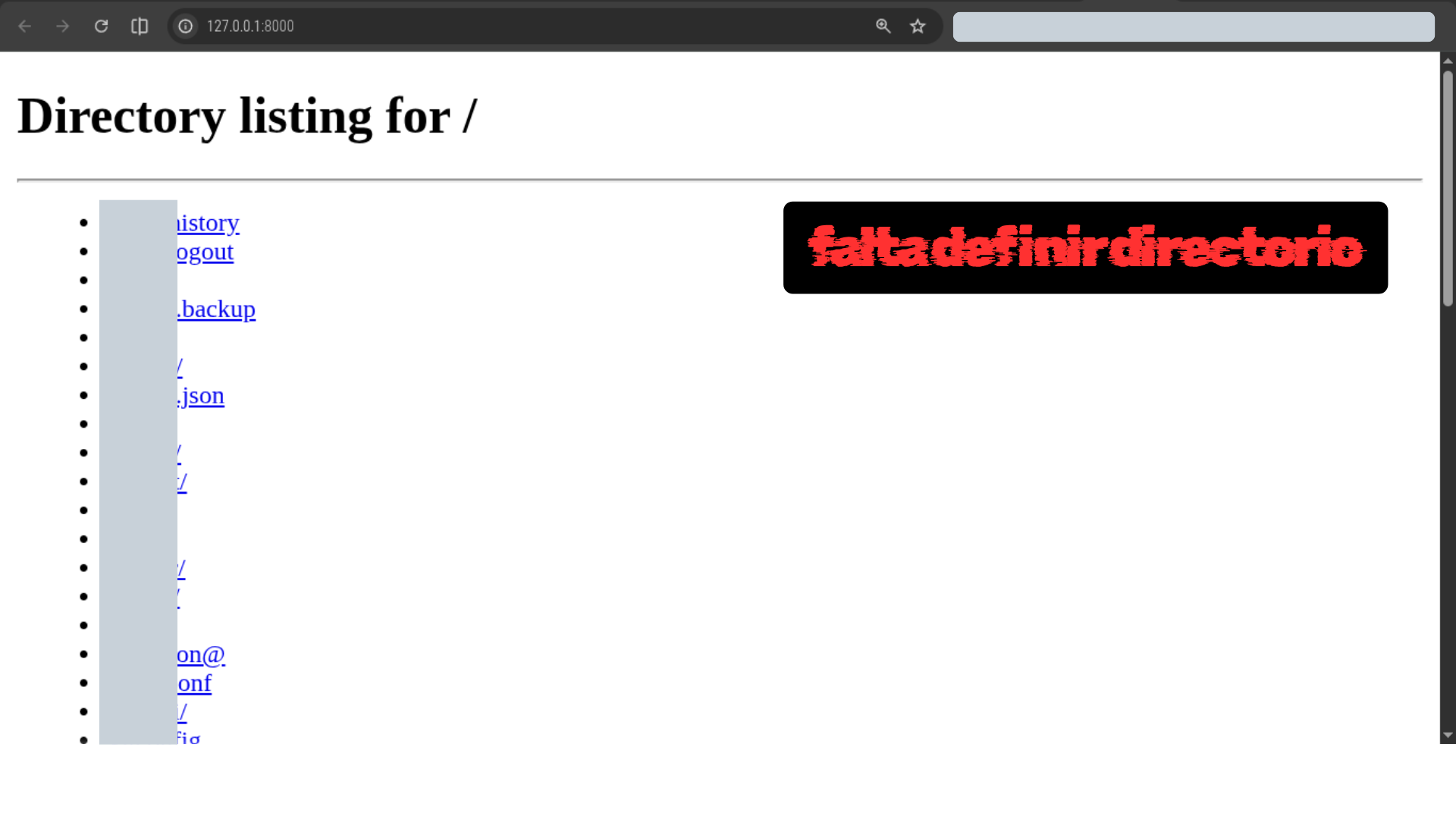 Error configuración servidor http listado de directorios